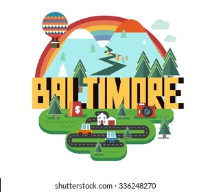 Baltimore gran destino para visitar, cartografía vectorial