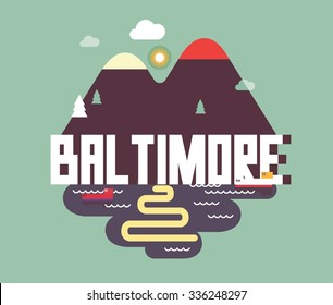 Baltimore gran destino para visitar, cartografía vectorial