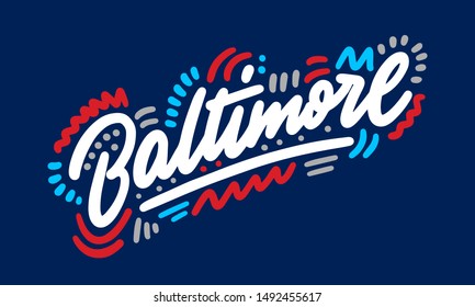 Baltimore handwritten city name.Modern Calligraphy Hand Lettering for Printing,background ,logo, for posters, invitations, cards, etc. Typography vector.