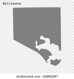 Baltimore Map. City Of The United States. Vector Illustration