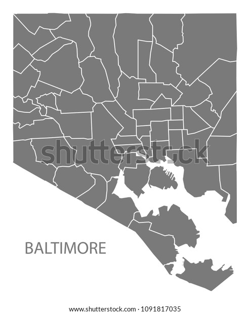 map of baltimore neighborhoods Baltimore Maryland City Map Neighborhoods Grey Stock Image map of baltimore neighborhoods