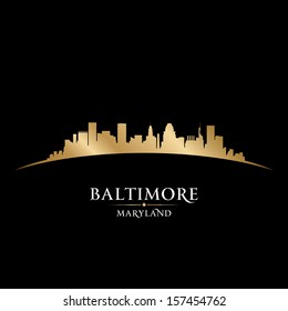 Baltimore Maryland city skyline silhouette. Vector illustration