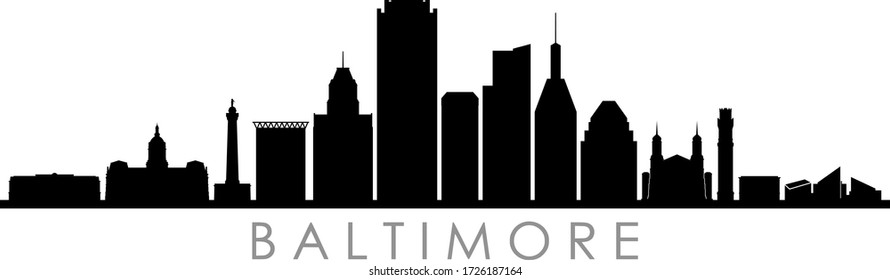 Baltimore Maryland City Skyline Silhouette Cityscape Stock Vector ...