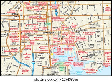Baltimore, Maryland Downtown Map