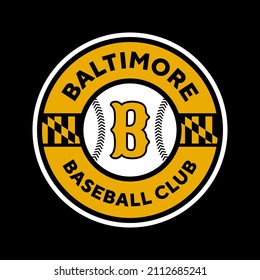 Baltimore, Maryland. Illustration vector graphic of Baseball logo. Vintage Logo Design Template Inspiration