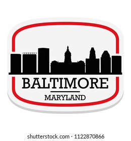 Baltimore Maryland Label Stamp Icon Skyline City Design Tourism