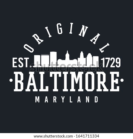 Baltimore Maryland Skyline Original. A Logotype Sports College and University Style. Illustration Design Vector. 