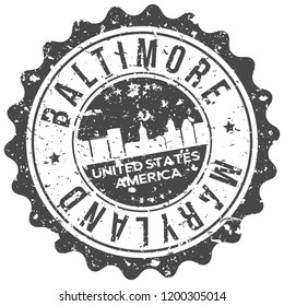 Baltimore Maryland Travel Stamp Icon City Design Tourism Export Seal