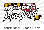 baltimore maryland united states with maryland state flag