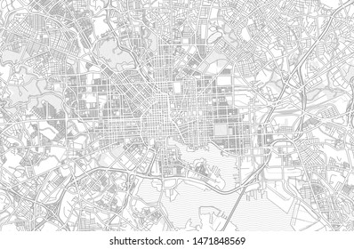 Baltimore, Maryland, USA, bright outlined vector map with bigger and minor roads and steets created for infographic backgrounds.