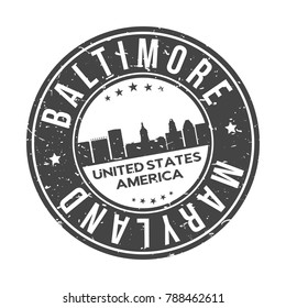 Baltimore Maryland USA Stamp Logo Icon Symbol Design Skyline City