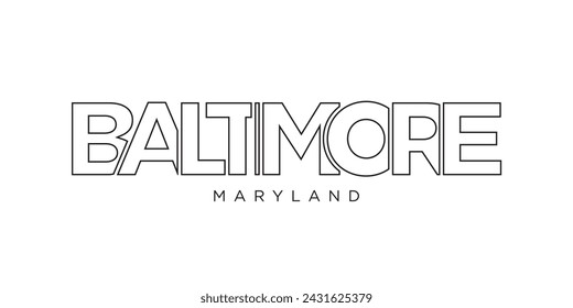Baltimore, Maryland, USA typography slogan design. America logo with graphic city lettering for print and web products.