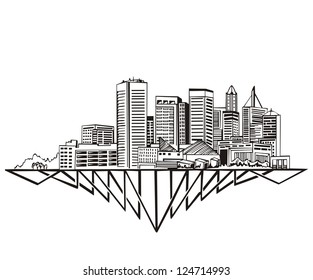 Baltimore, MD Skyline. Black And White Vector Illustration EPS 8.