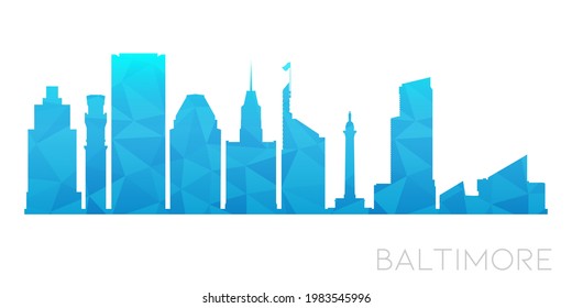 Baltimore, MD, USA Low Poly Skyline Clip Art City Design. Geometric Polygon Graphic Horizon Icon. Vector Illustration Symbol.