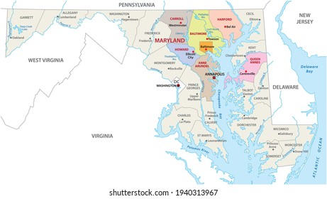 Baltimore Metropolitan Area Vector Map, Maryland, USA
