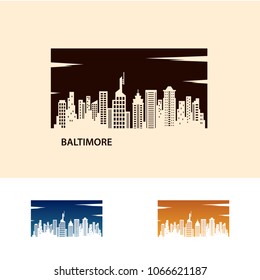 Baltimore Skyline City Logo Vector