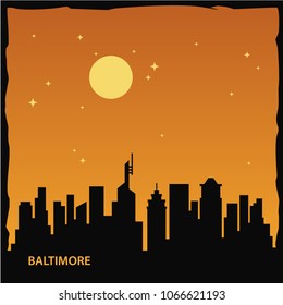 Baltimore Skyline City Logo Vector