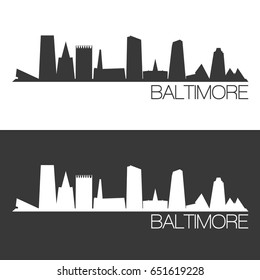 Baltimore Skyline Silhouette Abstract Design City Vector Art