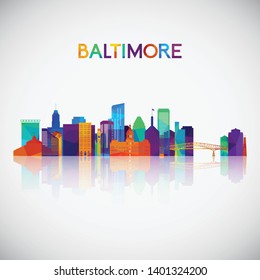 Baltimore skyline silhouette in colorful geometric style. Symbol for your design. Vector illustration.