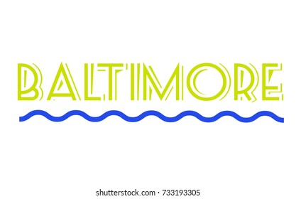 BALTIMORE sticker. Authentic design graphic stamp. Original series.