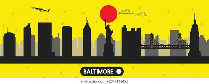 Baltimore ,USA (America) beautiful vector illustration , city skyline