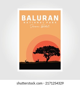 diseño de ilustraciones vectoriales en el afiche de un parque nacional de baluran