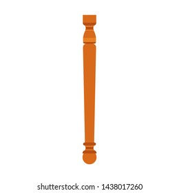 Baluster architecture vector column design. Pillar classic element interior antique. Isolated vintage colonnade facade wood