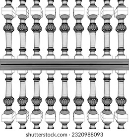 Baluster Railing Vector 02. Illustration Isolated On White Background. A Vector Illustration Of Balustrade Banister Baluster Railing Banisters.