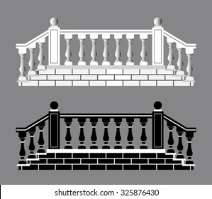 baluster of stairs isolated of gray background