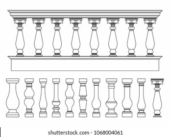 Balustrade black and white icon