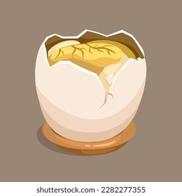 Balut is Philipines traditional streed food from boiled or steamed egg embryo eaten from the shell cartoon illustration vector