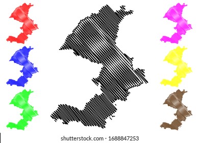 Balvi Municipality (Republic of Latvia, Administrative divisions of Latvia, Municipalities and their territorial units) map vector illustration, scribble sketch Balvi map