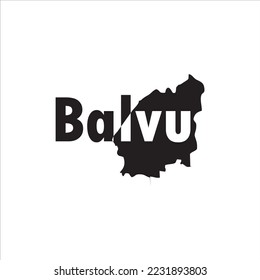 Mapa de Balvu y diseño de letras negras sobre fondo blanco