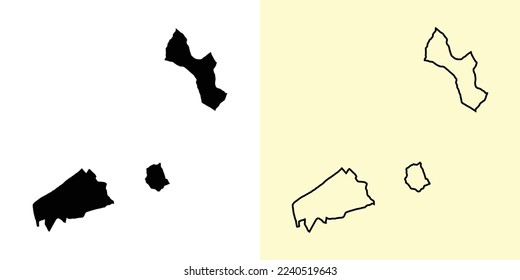 Balzers map, Liechtenstein, Europe. Filled and outline map designs. Vector illustration