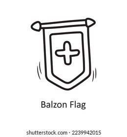 Balzon Flag Vector Outline Icon Design illustration. Medieval Symbol on White background EPS 10 File