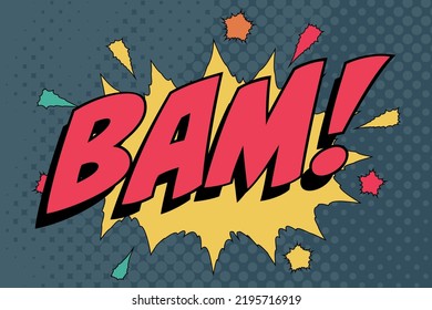 Bam Abstract cartoon frame vector background design balloon. retro word