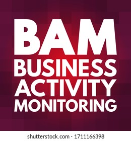 BAM - Business Activity Monitoring is software that aids in monitoring of business activities, acronym text concept background