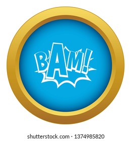 BAM, comic book bubble icon blue vector isolated on white background for any design
