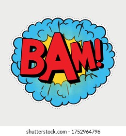 ¡BAM! icono de historieta. Ilustración vectorial de semitono Sonido de la expresión de globo de dibujos animados