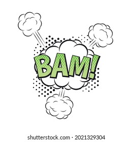 BAM, comic book explosion icon isolated. Vector