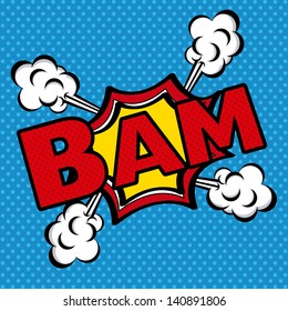 bam comics icon over blue background vector illustration