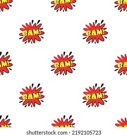 Bam Explosion Sound Effect Pattern Seamless Background Texture Repeat Wallpaper Geometric Vector