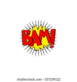 bam, multicolored comic sound effects in pop art style, bubble speech with word, vector illustration eps10