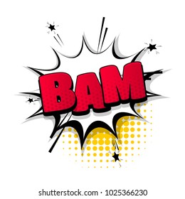 bam, pow, bang sound hand drawn pictures effects. Template comics speech bubble halftone dot background. Pop art style. Comic dialog cloud, text pop-art. Creative idea conversation sketch explosion.