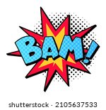 Bam sound of explosion bomb or dynamit cloud for magazine. Vector bam bubble, comic sound expression cloud illustration
