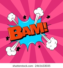 Bam Sprechblase im trendigen Pop-Art-Stil. Comic-Soundeffekt.