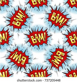 BAM word Multicolored comics speech bubbles seamless pattern