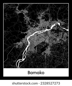 Bamako Mali Africa City map black white vector illustration