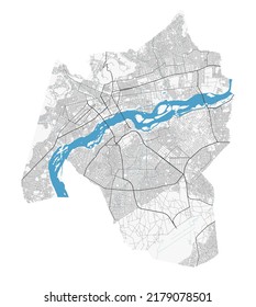 Bamako vector map. Detailed map of Bamako city administrative area. Cityscape panorama. Royalty free vector illustration. Road map with highways, rivers.