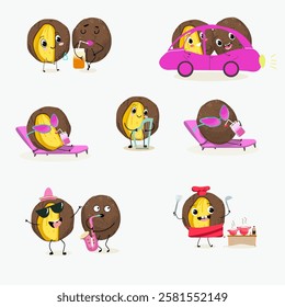  Bambangan fruit cute funny cheerful characters. Vector hand drawn illistration.